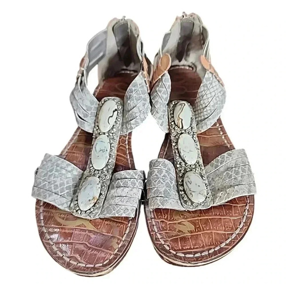 Sam Edelman Embellished Snakeskin Gladiator Sandals.  Size 7.5 - Picture 3 of 10
